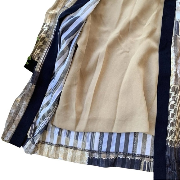 R&M Richards Patchwork Attached Kimono Jacket Top Black Beige Gray Size Petite 6 - Picture 4 of 6